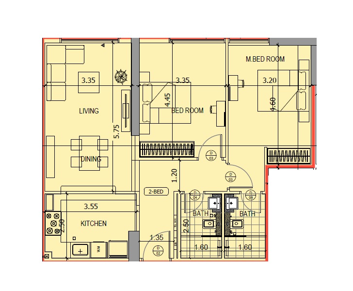 2 Beds 970 Sq. Ft. Apartment in Binghatti Jasmine