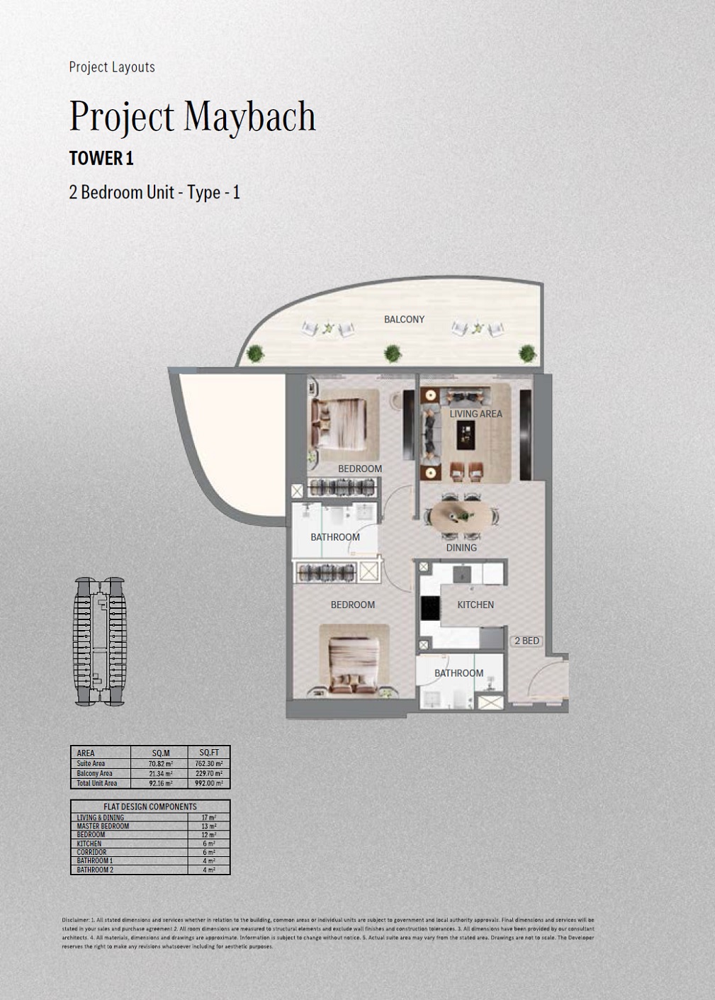 2 Beds 992 Sq. Ft. Apartment in Binghatti Maybach
