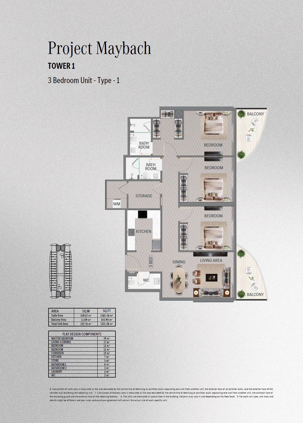 3 Beds 1321 Sq. Ft. Apartment in Binghatti Maybach