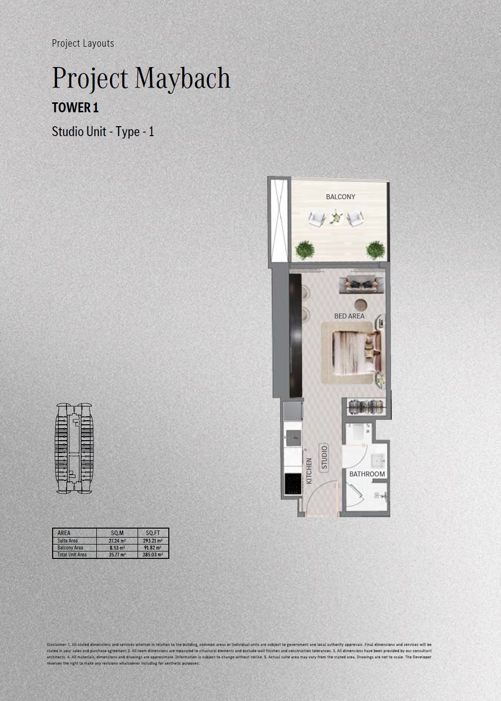 385 Sq. Ft. Studio in Binghatti Maybach