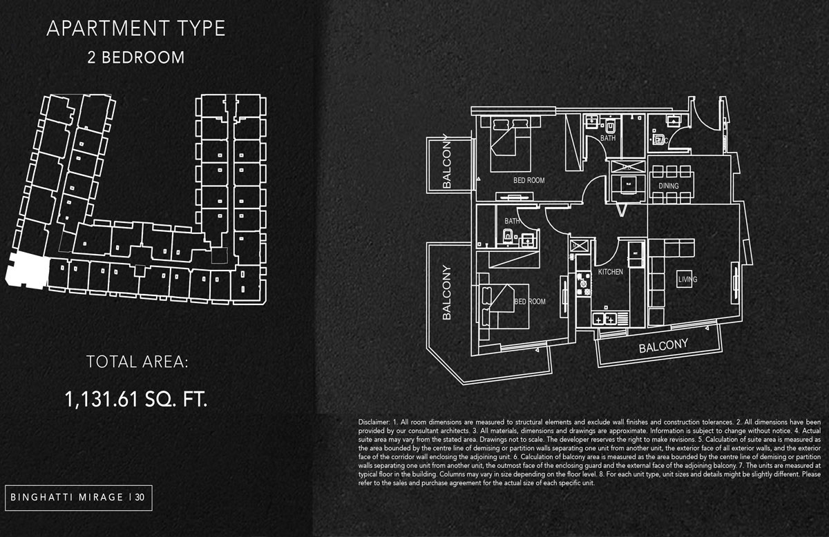 Binghatti Mirage 2 Beds Layout