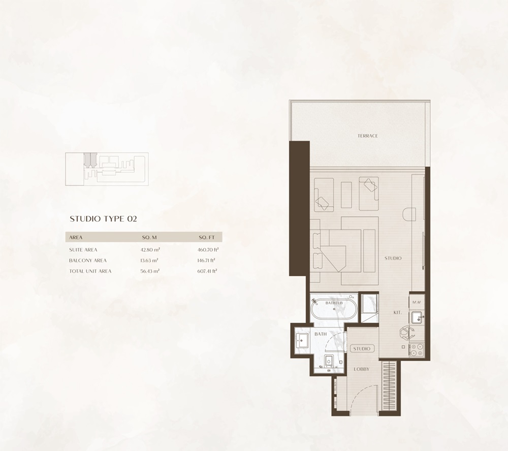 Binghatti One Studio Layout