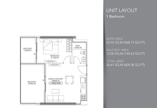 1 Bed 609 Sq. Ft. Apartment in Binghatti Point