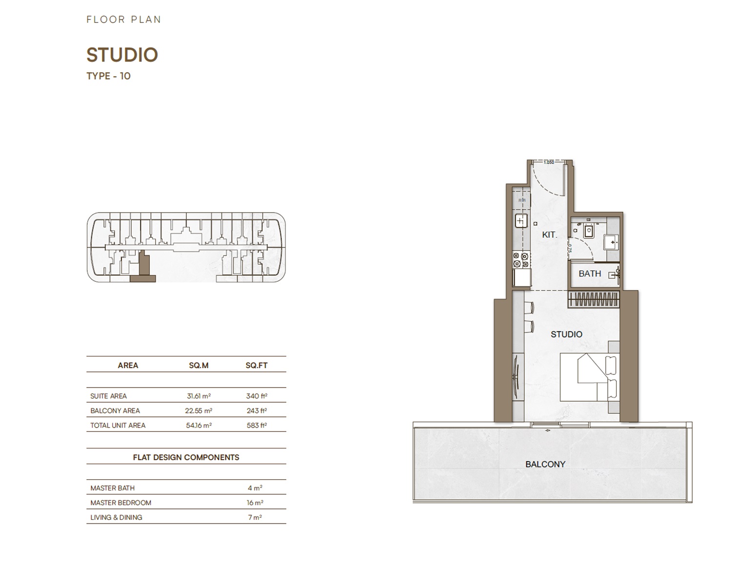 Binghatti Skyhall Studio Layout