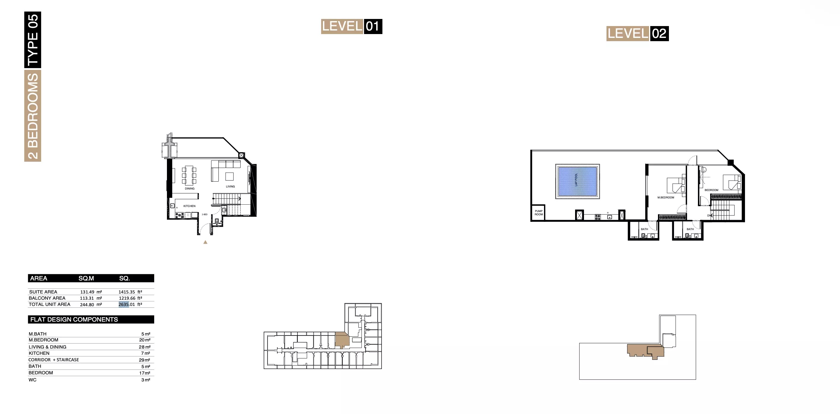 Binghatti Starlight 2 Beds Layout
