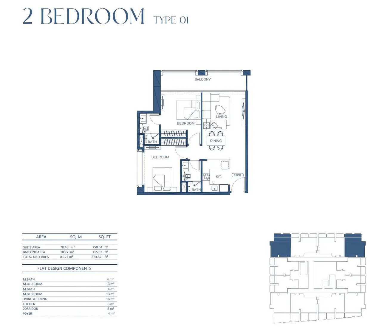 Binghatti Twilight 2 Beds Layout