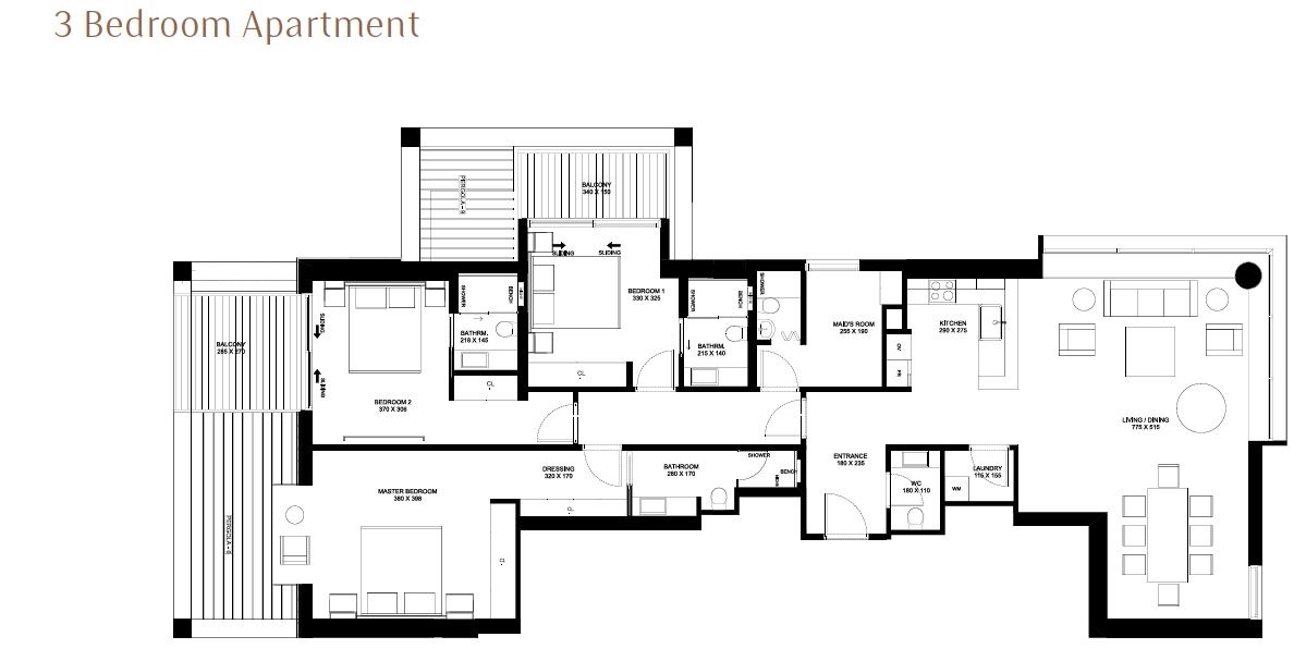 Boston The Terraces 3 Beds Layout