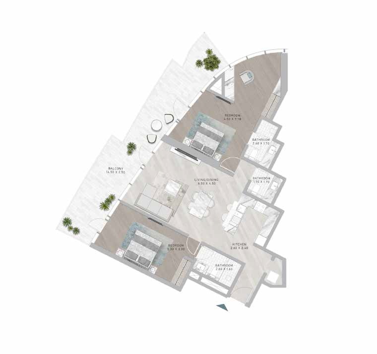 Canal Heights 2 Beds Layout