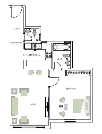 1 Bed 1303 Sq. Ft. Apartment in Canal Residence West Spanish Tower