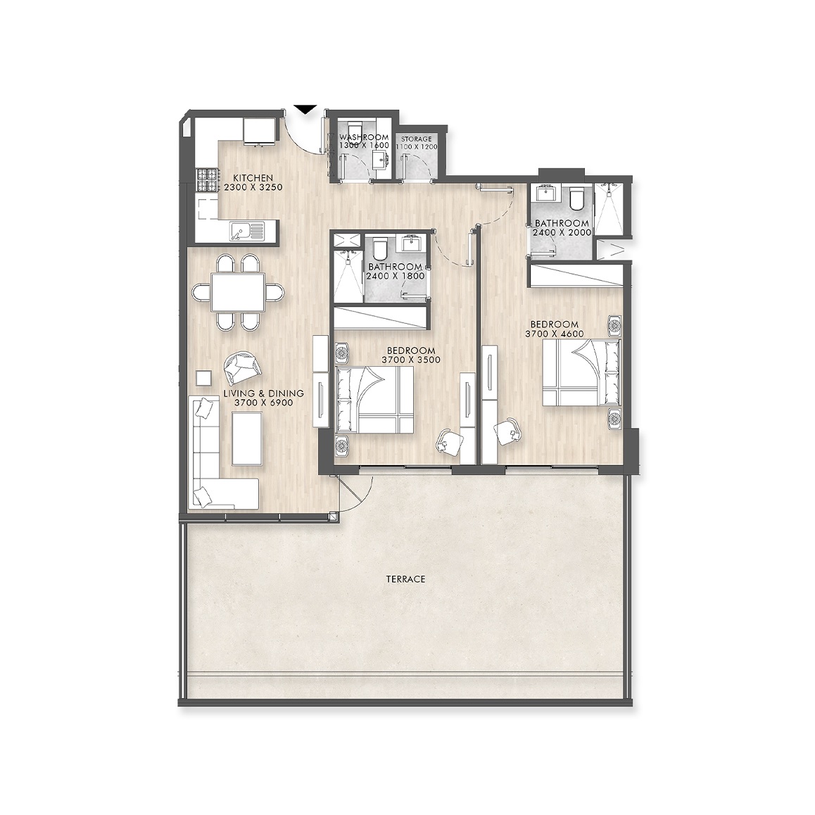 Capital Horizon Terraces 2 Beds Layout