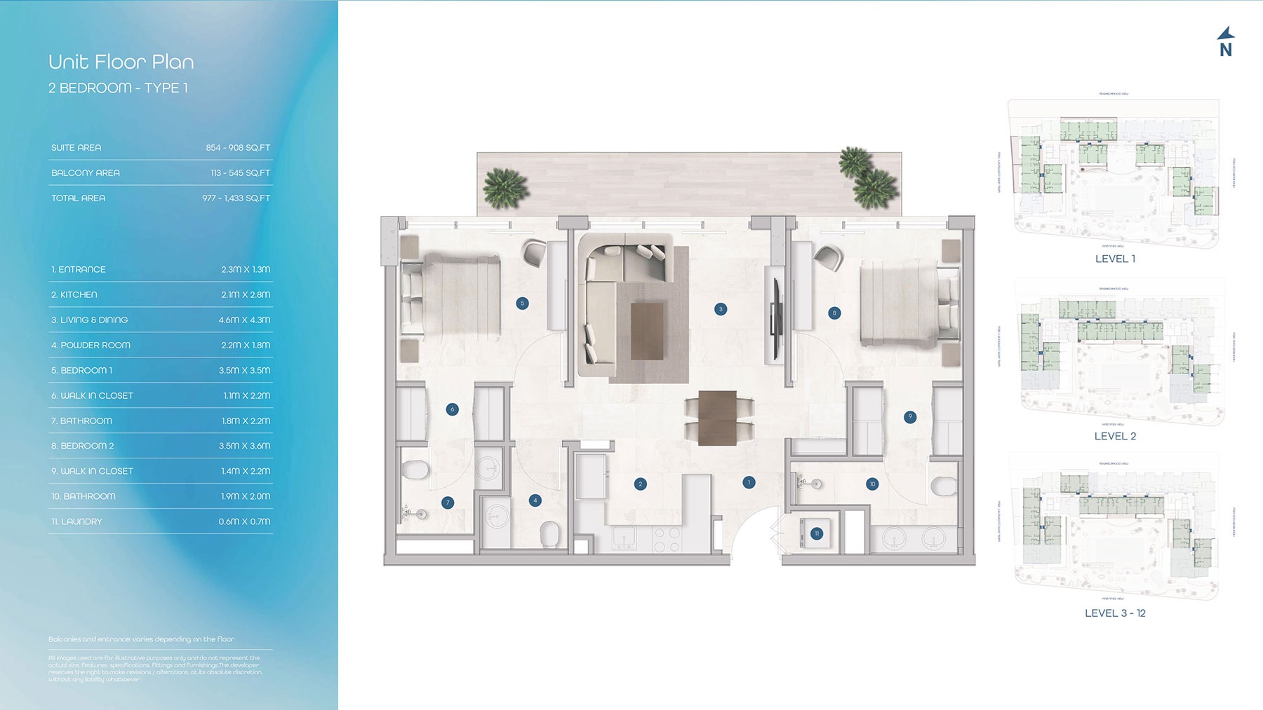 Centurion Sola Residences 2 Beds Layout