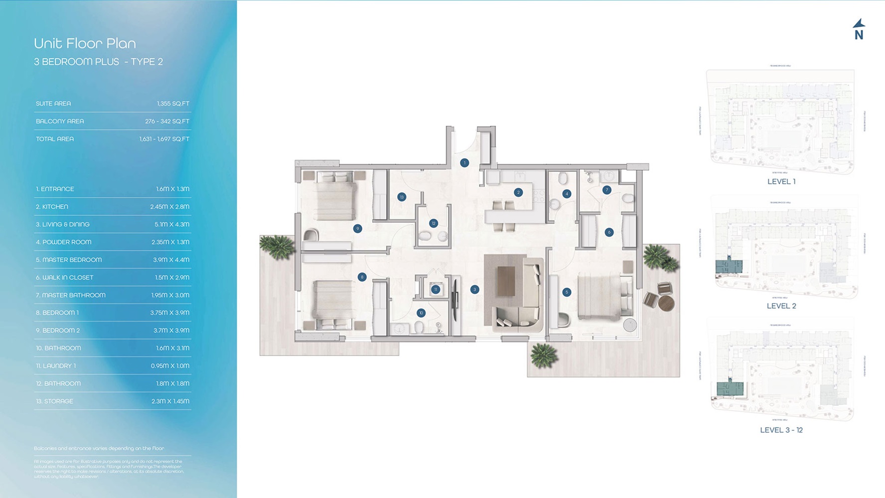 Centurion Sola Residences 3 Beds Layout