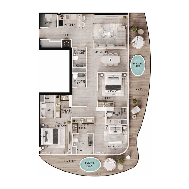 3 Beds 1569 Sq. Ft. Apartment in Citi Agua Residences