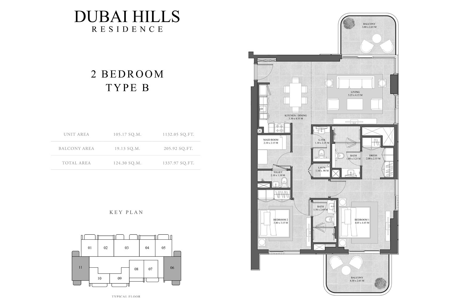 City Hyde Residences 2 Beds Layout