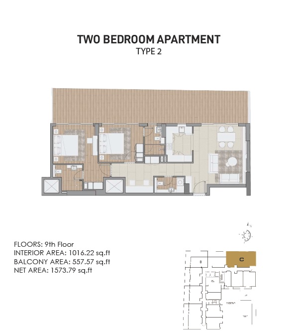 Condor Concept 7 Residences 2 Beds Layout