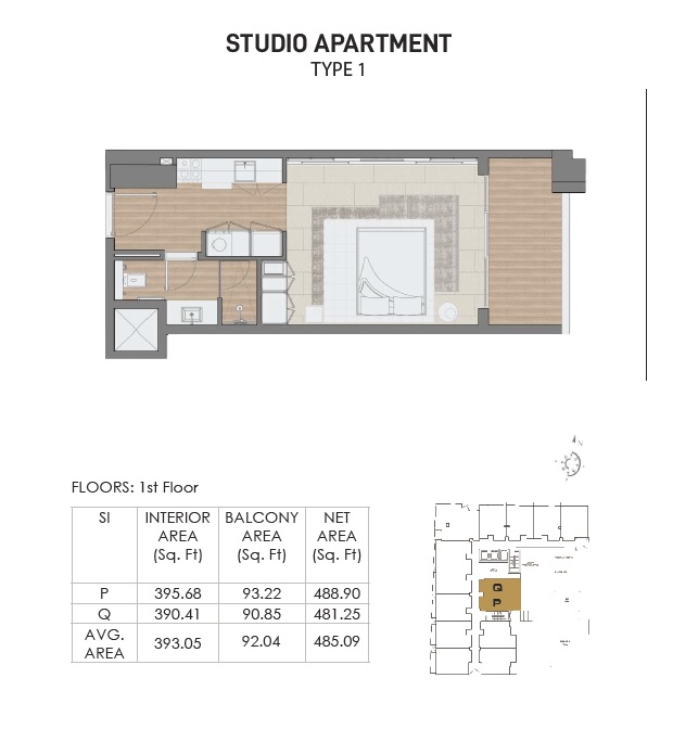 Condor Concept 7 Residences Studio Layout