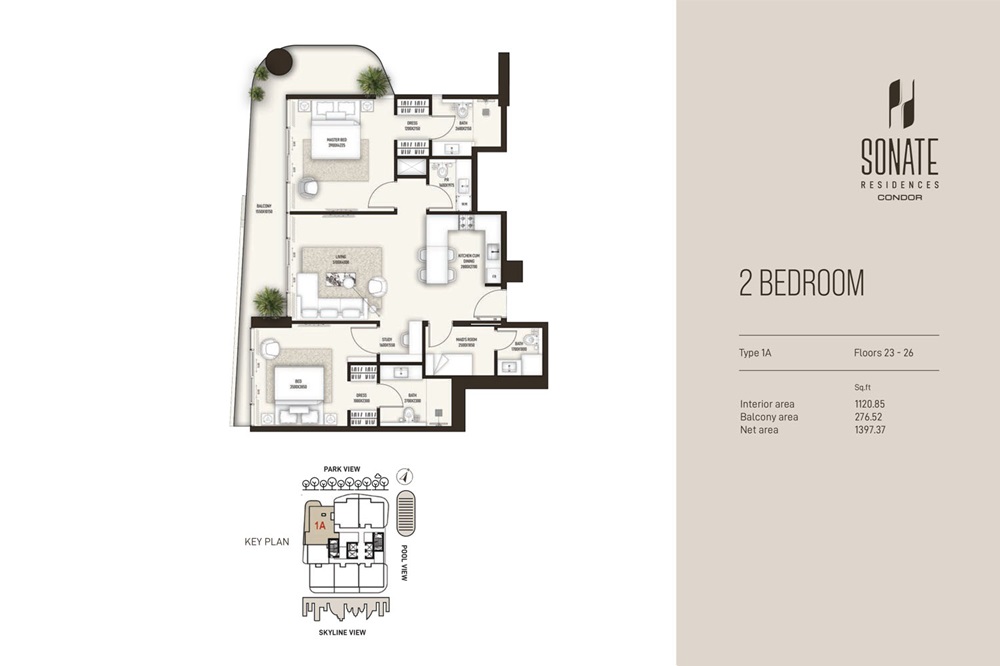 2 Beds 1397 Sq. Ft. Apartment in Condor Sonate Residences