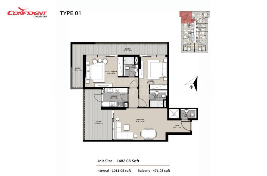 Confident Lancaster 2 Beds Layout