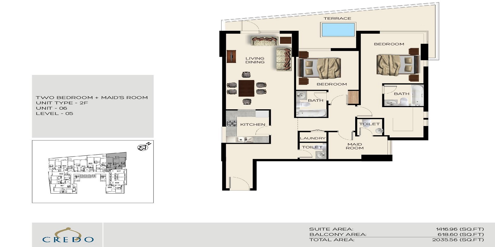 Credo Mon Reve 2 Beds Layout