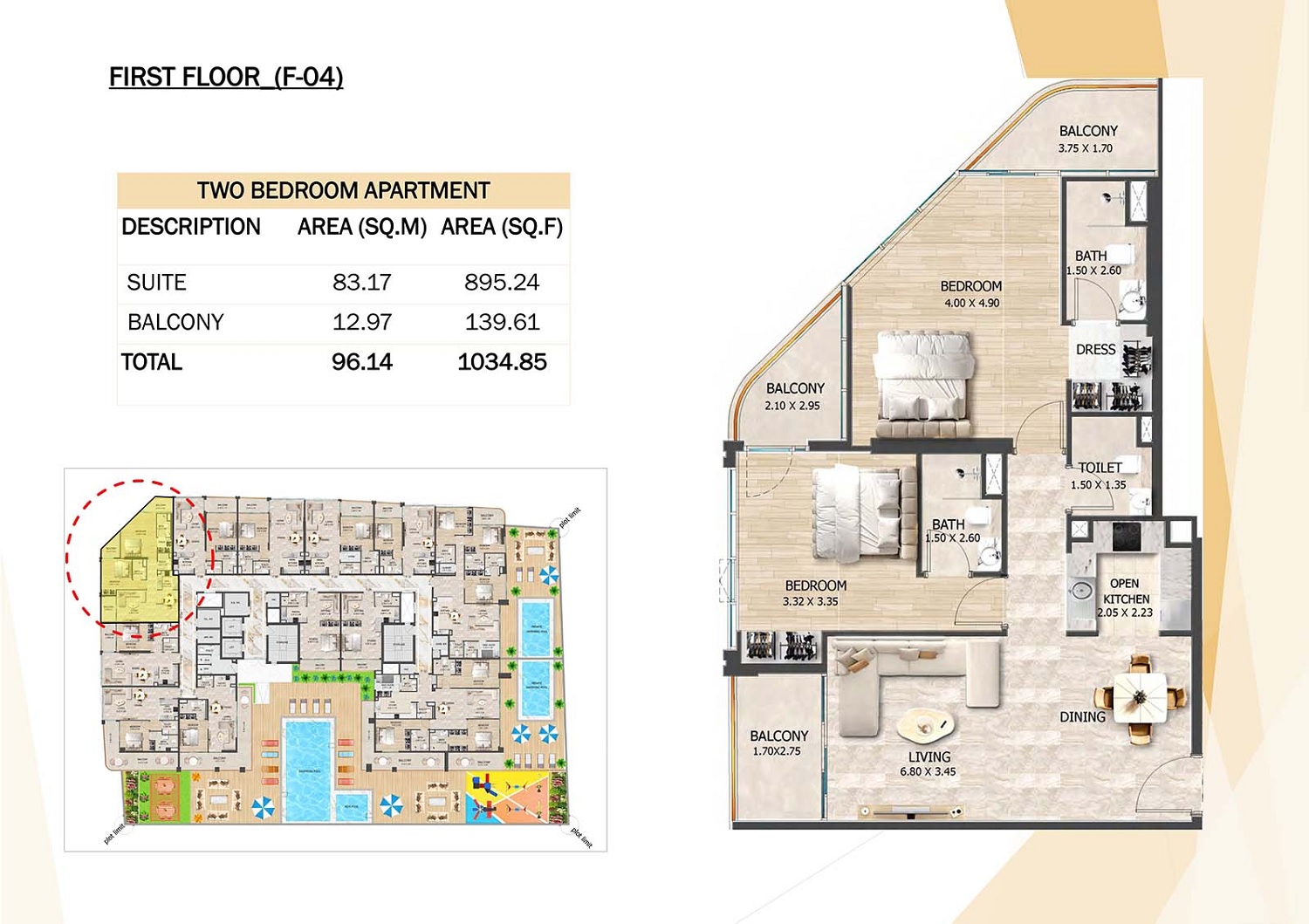 2 Beds 1034 Sq. Ft. Apartment in VHS Crystal Tower