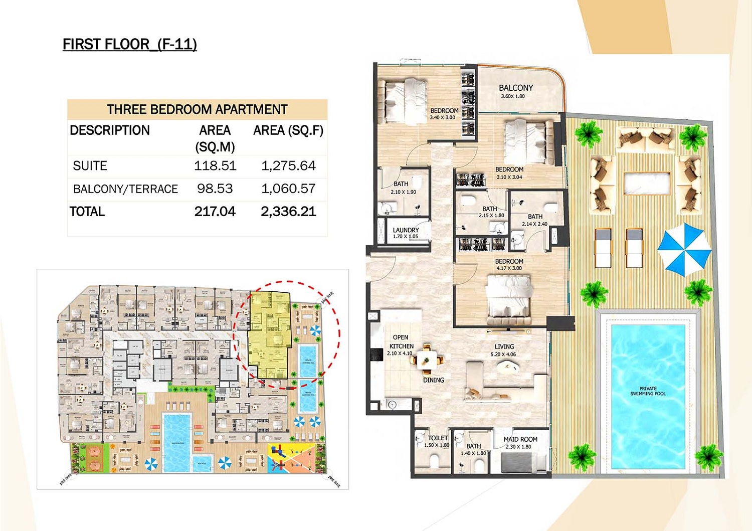 3 Beds 2336 Sq. Ft. Apartment in VHS Crystal Tower