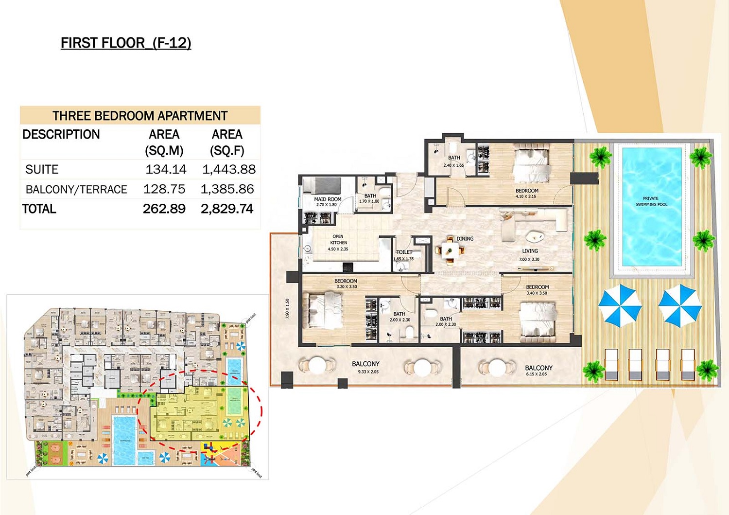 3 Beds 2830 Sq. Ft. Apartment in VHS Crystal Tower