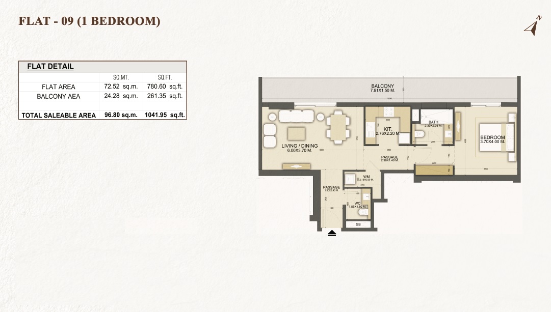 1 Bed 1041 Sq. Ft. Apartment in Dalmore Tower