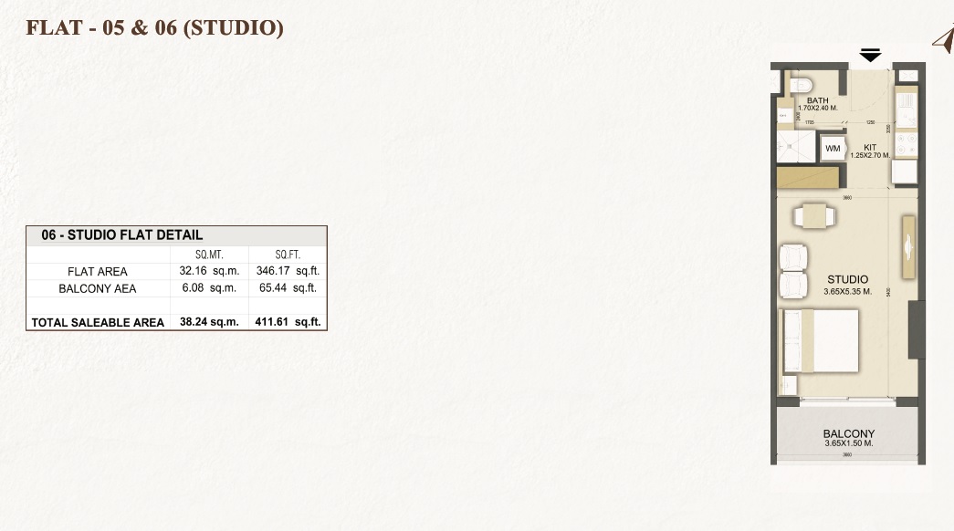 411 Sq. Ft. Studio in Dalmore Tower