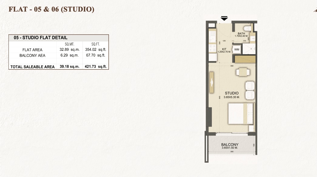 421 Sq. Ft. Studio in Dalmore Tower