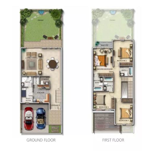 Damac Akoya Oxygen 4 Beds Layout