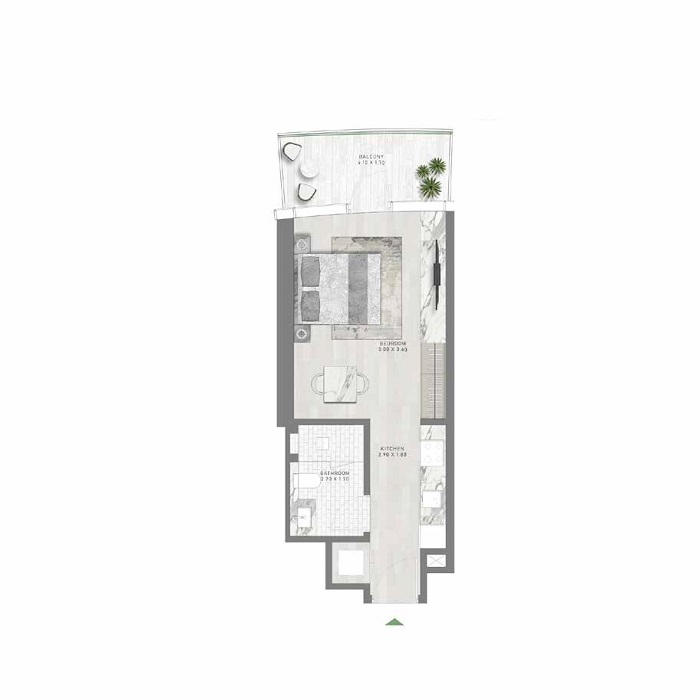 401 Sq. Ft. Studio in Damac Canal Crown