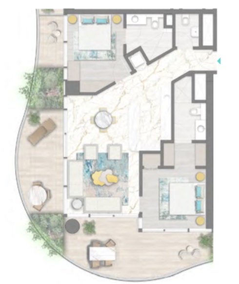 Damac Chic Tower 2 Beds Layout