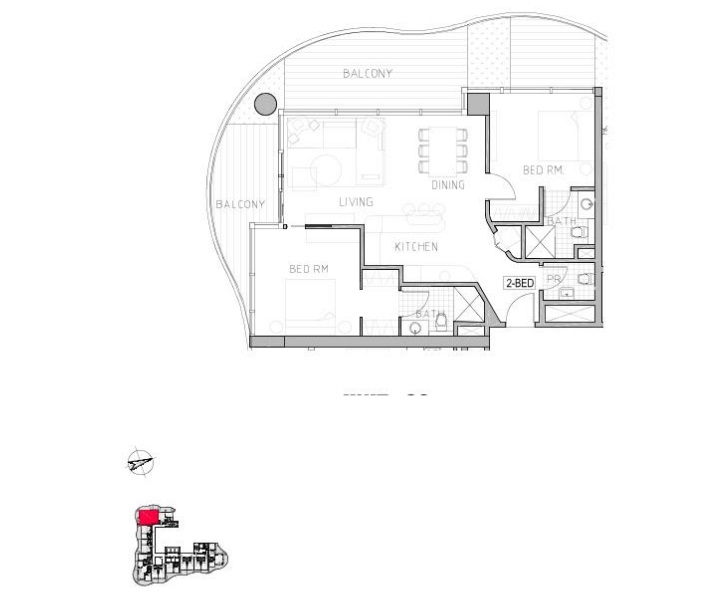 Damac Chic Tower 2 Beds Layout