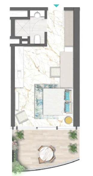 Damac Chic Tower Studio Layout