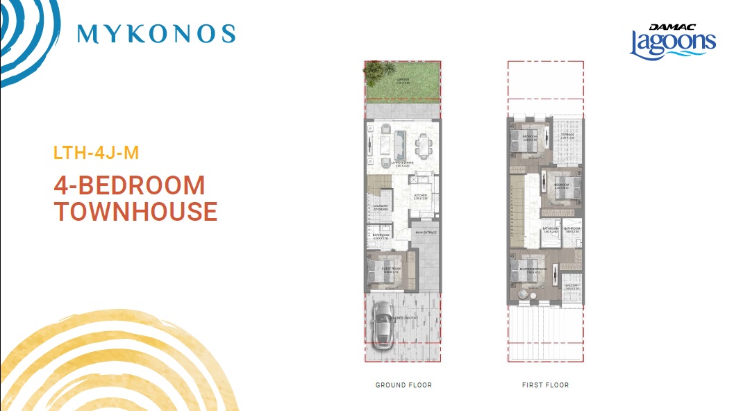 Damac Lagoons Mykonos 4 Beds Layout