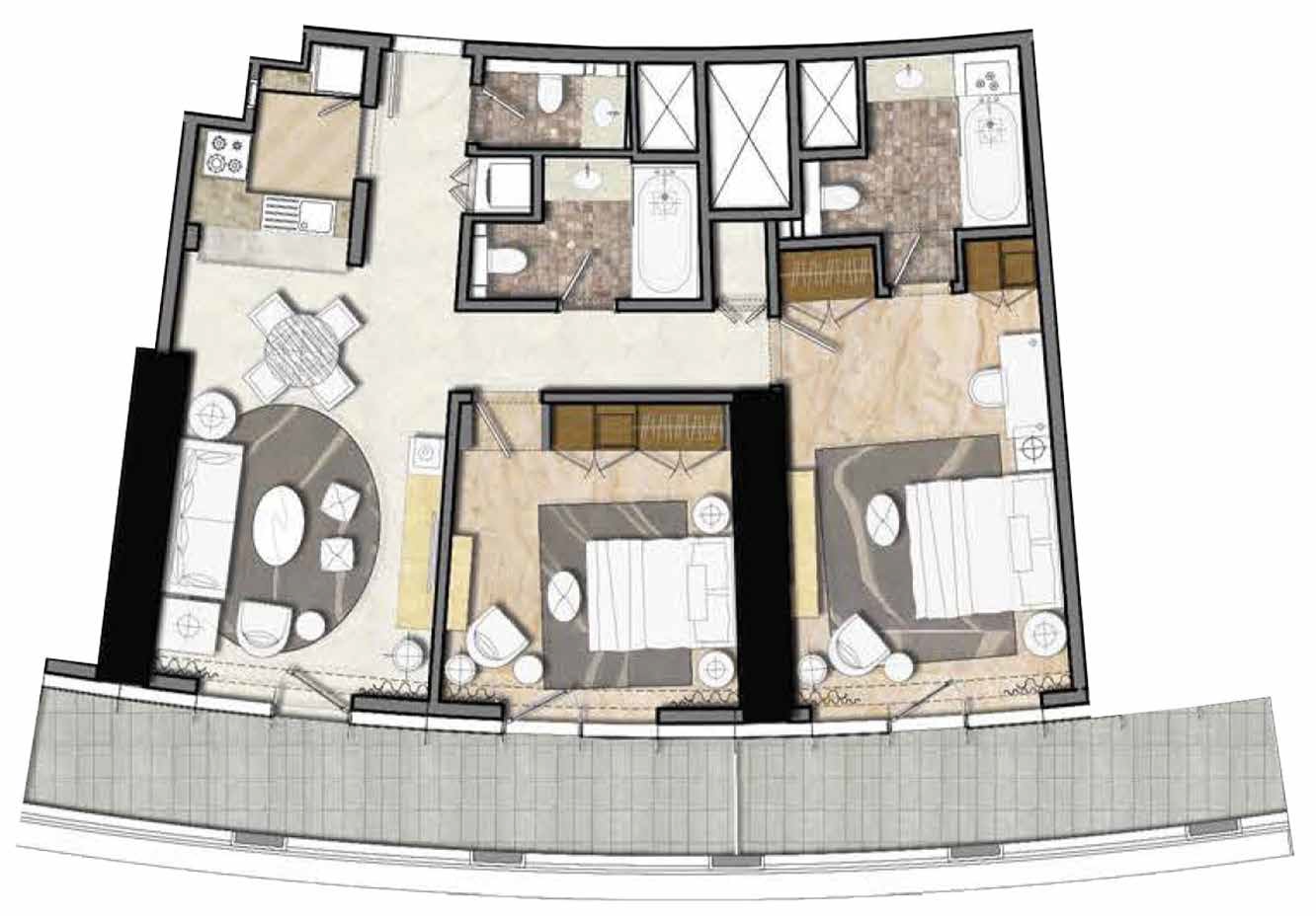 2 Beds 1466 Sq. Ft. Apartment in Damac Paramount Tower