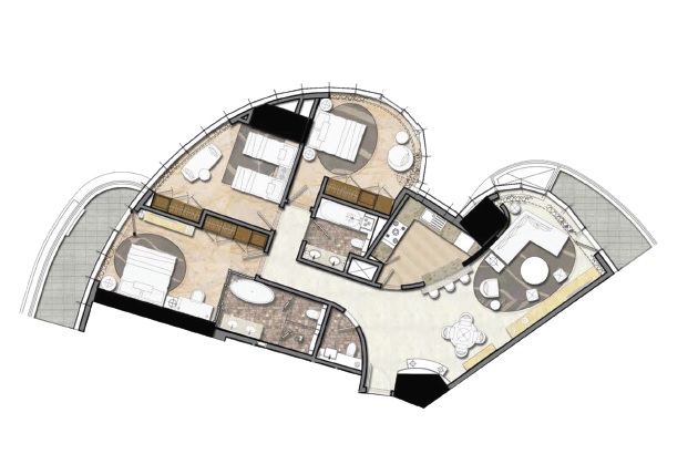 3 Beds 1590 Sq. Ft. Apartment in Damac Paramount Tower