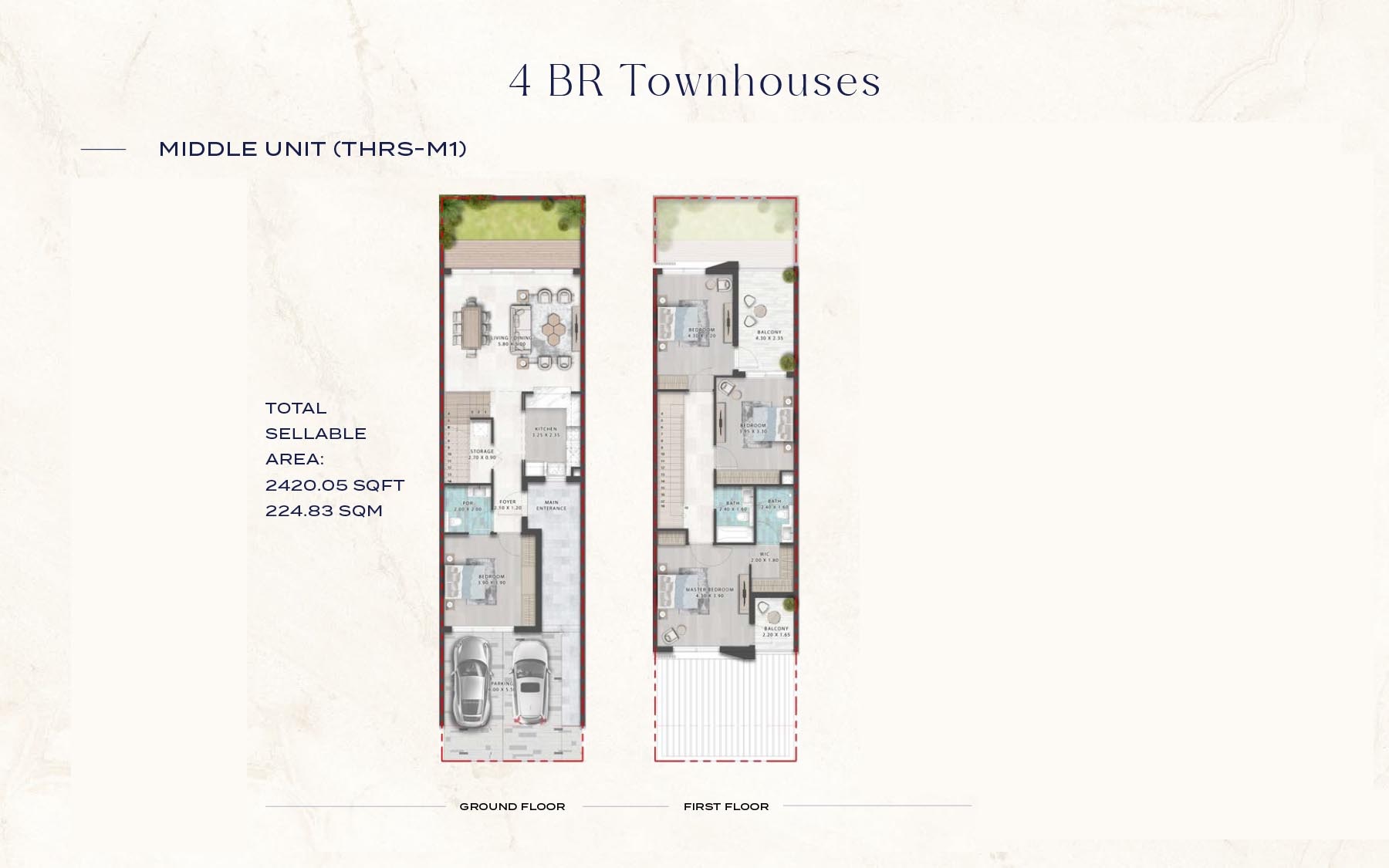 Damac Riverside IVY 4 Beds Layout