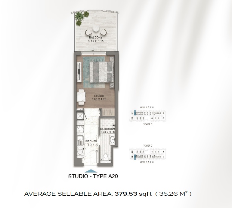 Damac Valencia Studio Layout