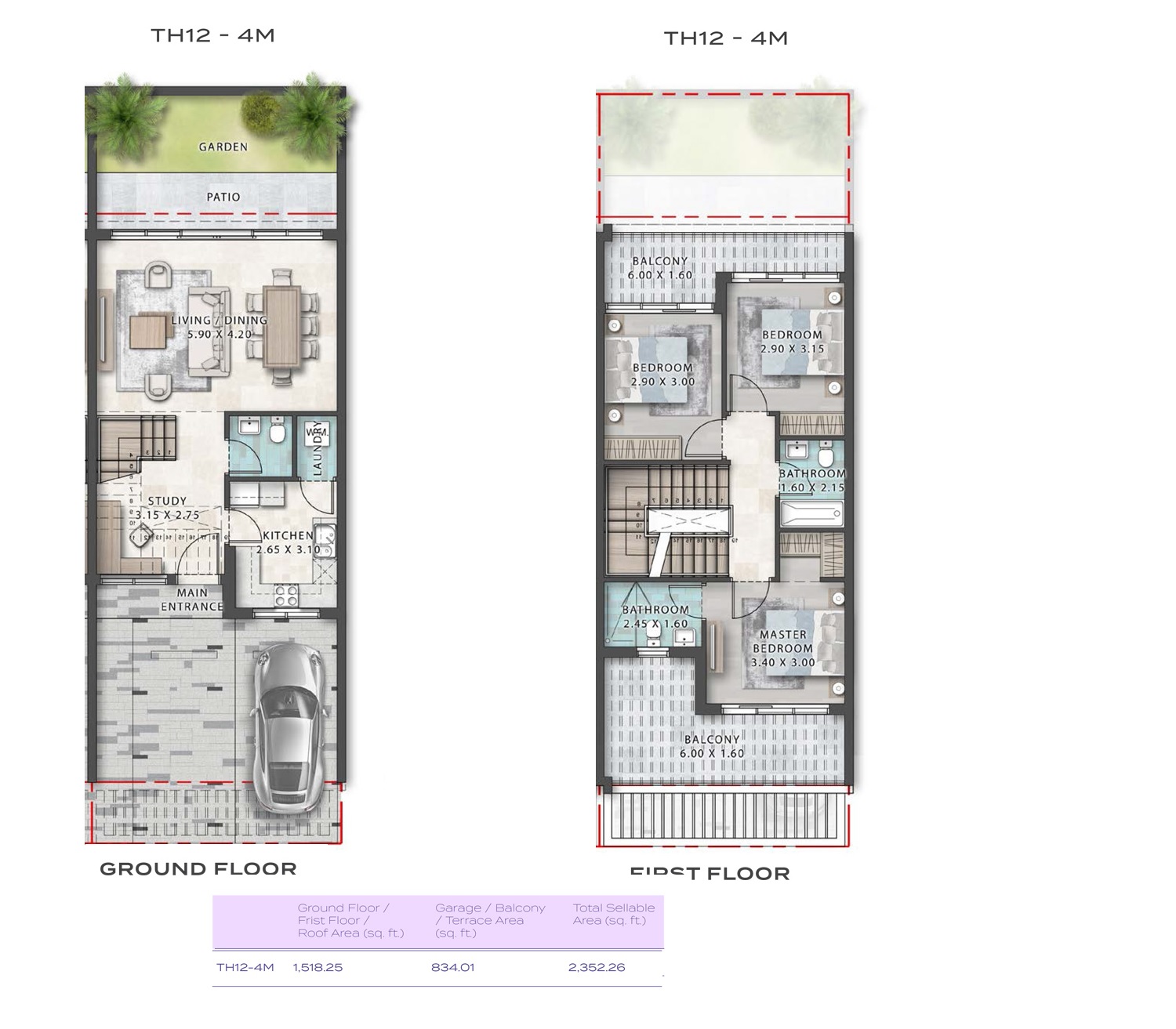 4 Beds 2352 Sq. Ft. Townhouse in Damac Violet