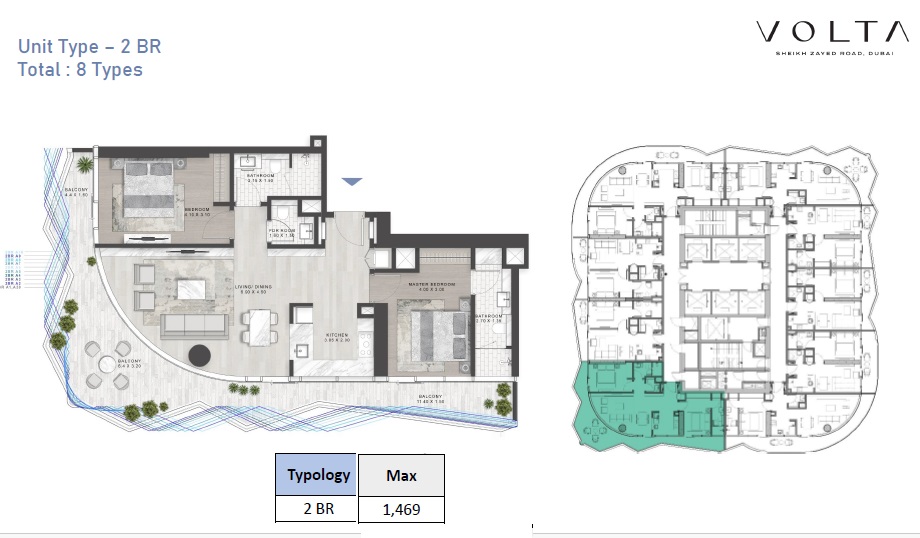 Damac Volta 2 Beds Layout