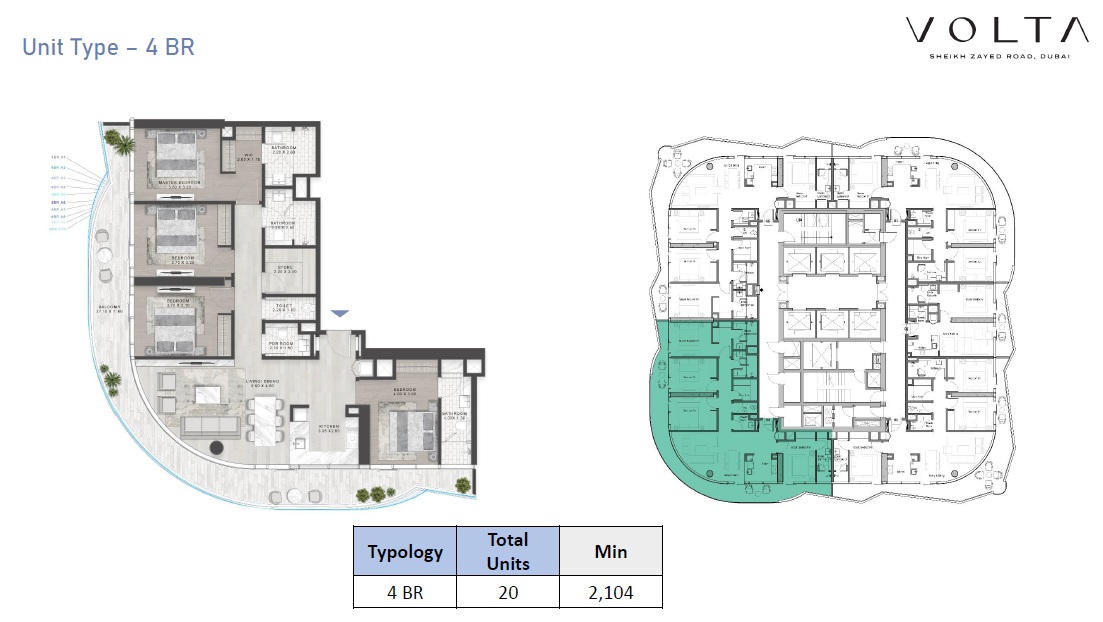 Damac Volta 4 Beds Layout