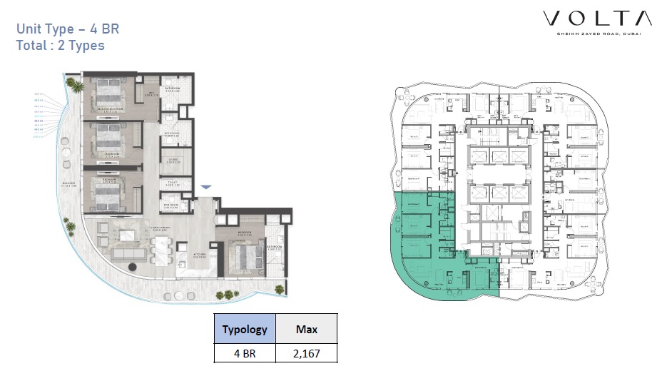 Damac Volta 4 Beds Layout