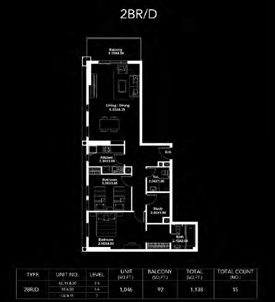 Dania by Deyaar 2 Beds Layout