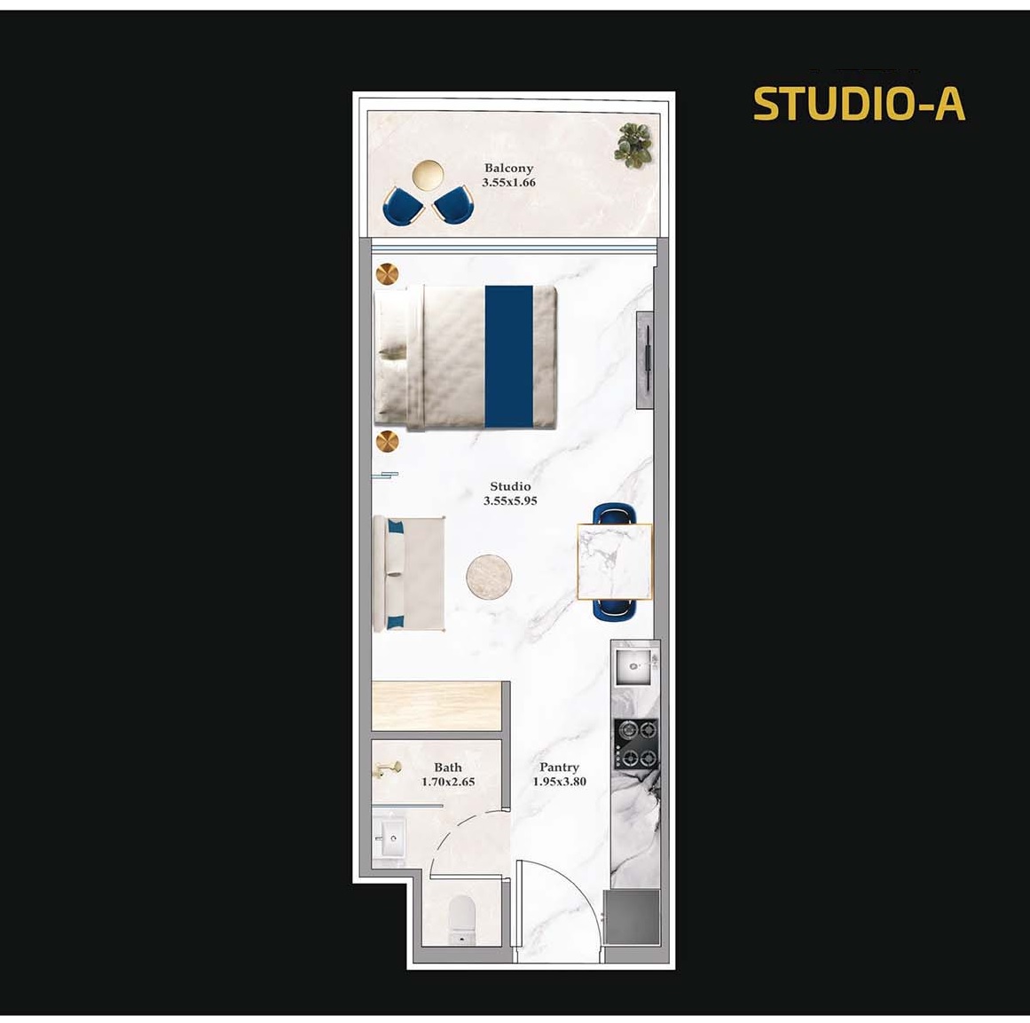 376 Sq. Ft. Studio in Danube Aspirz
