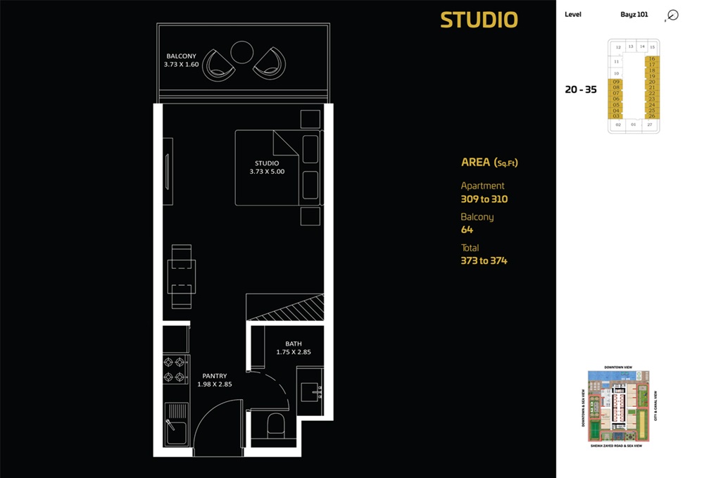 Danube Bayz 101 Studio Layout