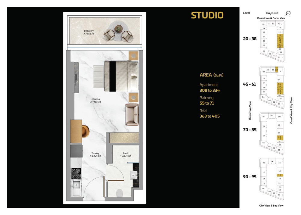 Danube Bayz 102 Studio Layout