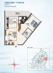 Danube Bayz 1 Bed Layout
