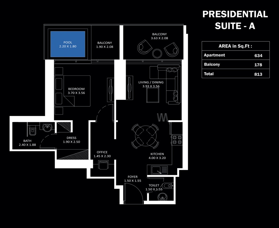 1 Bed 813 Sq. Ft. Apartment in Danube Elitz 3
