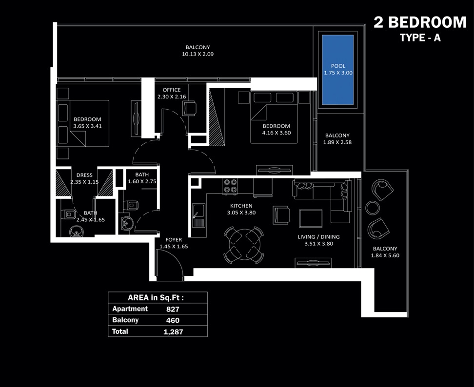 2 Beds 1287 Sq. Ft. Apartment in Danube Elitz 3